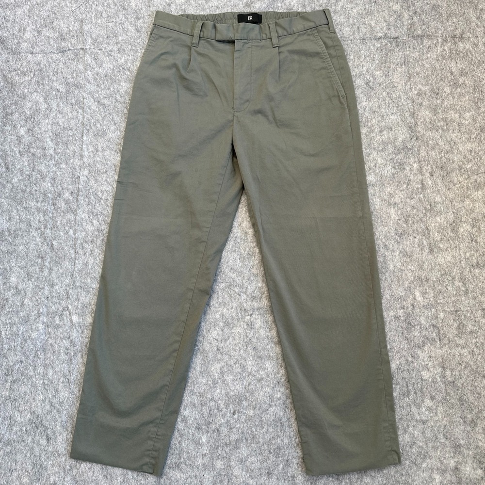 Banana Republic Pleated Cropped Italian Stretch Chino Olive Men's 31